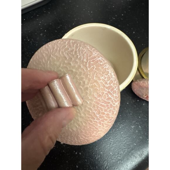 Shabby chic bathroom set cottage core pink cotton pad toothbrush holder girly - Picture 2 of 8